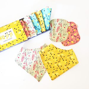 Coffret Naissance Sensy : 2 bavoirs bandana + Pack 7 lingettes bébé bio
