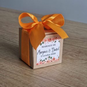 Boîte à dragées kraft – Étiquette personnalisée