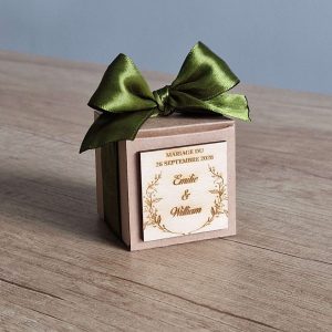 Boîte à dragées plaque en bois – Mariage