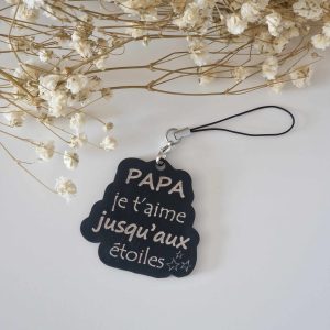 Porte clé en bois noir – papa je t’aime
