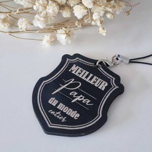 Porte clé bois noir – meilleur papa