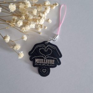 Porte clé bois noir – meilleure maman