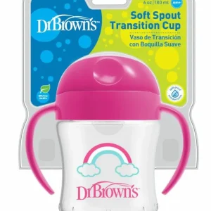 Dr. Brown&rsquo;s Gobelet transition 180ml avec poignées 6M+ – Rose