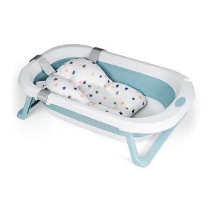 Baignoire bébé pliable avec coussin de bain bleu – Ms