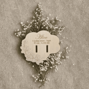 Support en bois pour bracelet de naissance