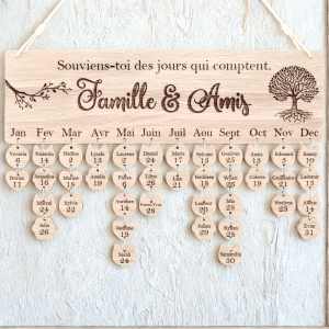 Calendrier en bois personnalisé