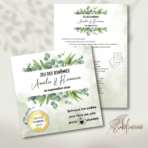 Jeu des binômes carte à gratter