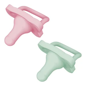 Sucette Monobloc en Silicone HappyPaci 0-6m Rose et Vert -2 pack