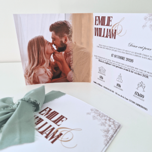 Faire-part de mariage avec ruban AURORA