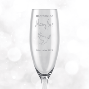 Verre à champagne gravé pour baptême