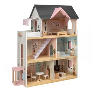 Eurekakids – Maison de poupée pastel en bois 3Ans+