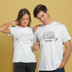 Duo de t-shirts personnalisés – Mme & Mr