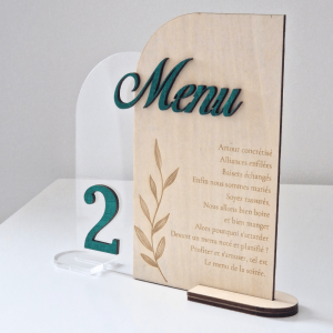 Panneau Menu + Numéro de table