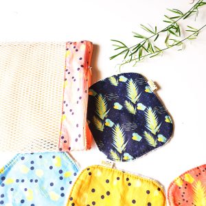 Lot 4 lingettes bambou + Filet de lavage – Coton bio certifié GOTS®