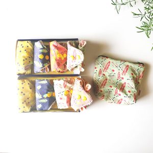 Pack 8 serviettes menstruelles lavables + Trousse transport – Coton bio certifié GOTS®