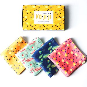 Pack 4 mouchoirs zéro déchet français – Coton bio (27x27cm)