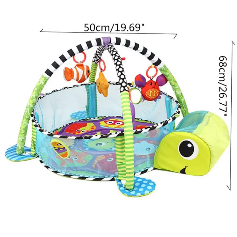Tapis de jeu 3 en 1 pour bébé 4 jouets suspendus et 30 balles – Image 4