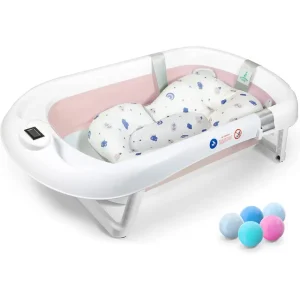 Baignoire Bébé Pliable Avec Coussin – ROSE