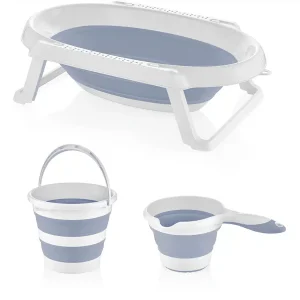 Baignoire pliable + Seau + Verseur – Bleu- Beehome