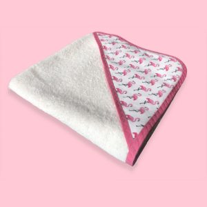 Cape de bain flamant rose en coton oeko-tex