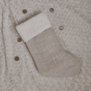 La chaussette de Noël toile de jute blanche