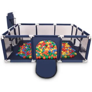 Parc de jeu 230 x 120 x 105 cm – Bleu (avec balles)