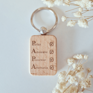 Porte clé en bois – PAPA parfait