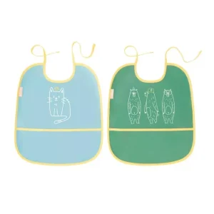 Lot de 2 Bavoirs Bleu/Vert – Badabulle