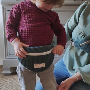 Le sac banane velours vert sapin- Enfant