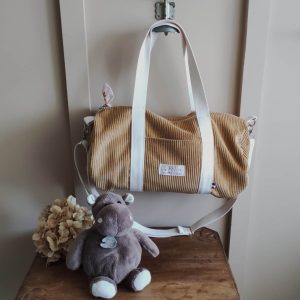 Le Sac week-end velours moutarde