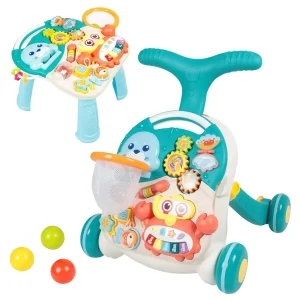 Trotteur et table d’activité interactive 2 en 1 BLEU  – Huanger