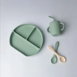 YUMMY Coffret Repas Silicone 6M+ – Vert Pastel